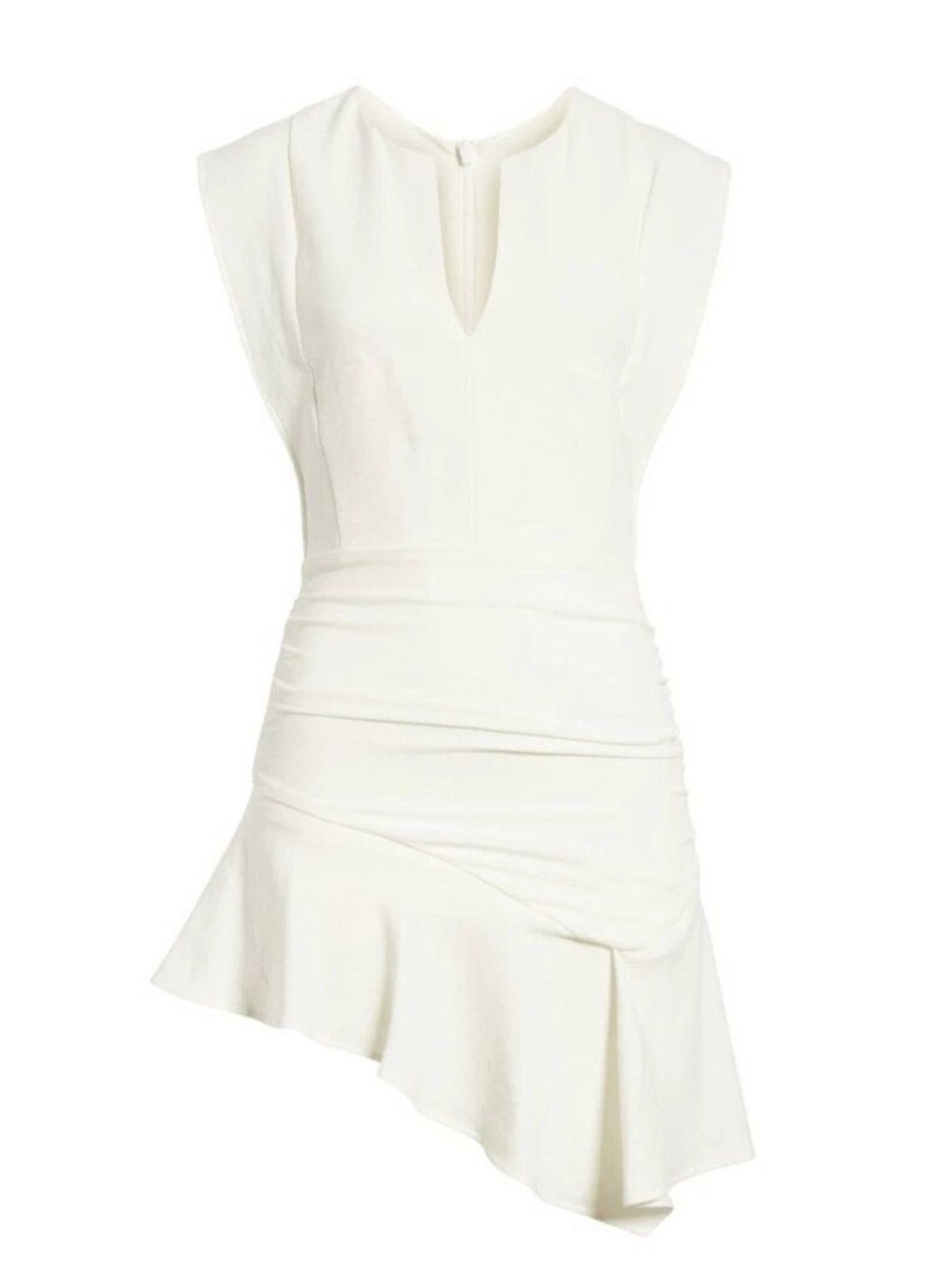 Ba&Sh Jess Asymmetric white sleeveless Dress ruched side asymmetric ruffled hem